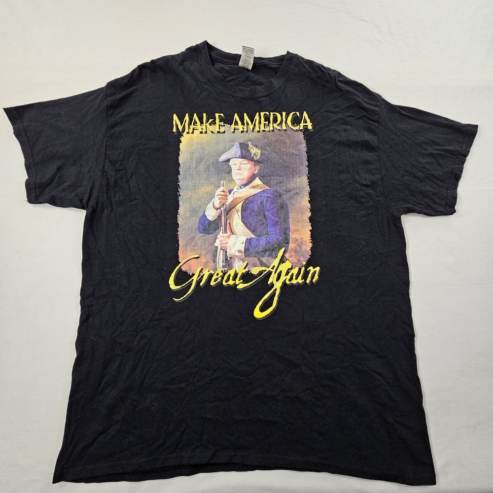 Make America Great Again Donald Trump Soldier Black Cotton T-Shirt Men's XL
